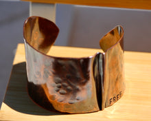 Load image into Gallery viewer, Rustic Fold-Formed Copper Cuff Bracelet Hand Stamped with FREE