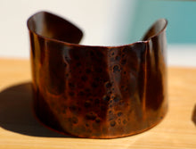 Load image into Gallery viewer, Rustic Fold-Formed Copper Cuff Bracelet Hand Stamped with JOY