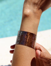Load image into Gallery viewer, Rustic Fold-Formed Copper Cuff Bracelet Hand Stamped with JOY