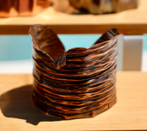 Rustic Fold-Formed Copper Cuff Bracelet Hand Stamped with LOVE