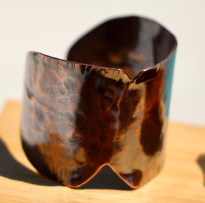 Rustic Fold-Formed Copper Cuff Bracelet Hand Stamped with WARRIOR