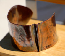 Load image into Gallery viewer, Rustic Fold-Formed Copper Cuff Bracelet Hand Stamped with FREE