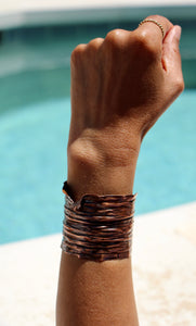 Rustic Fold-Formed Copper Cuff Bracelet Hand Stamped with LOVE