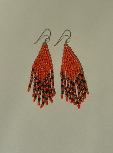 Salmon and Gold Beaded Earrings