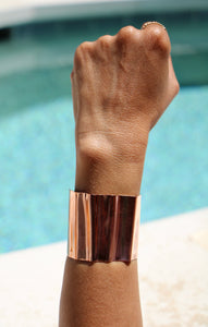 Shiny Fold-Formed Copper Cuff Bracelet Hand Stamped with LOVE