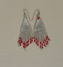 Load image into Gallery viewer, Silver and Red Beaded Earrings