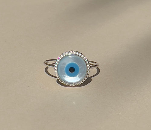 Mother of Pearl Protective Evil Eye Ring