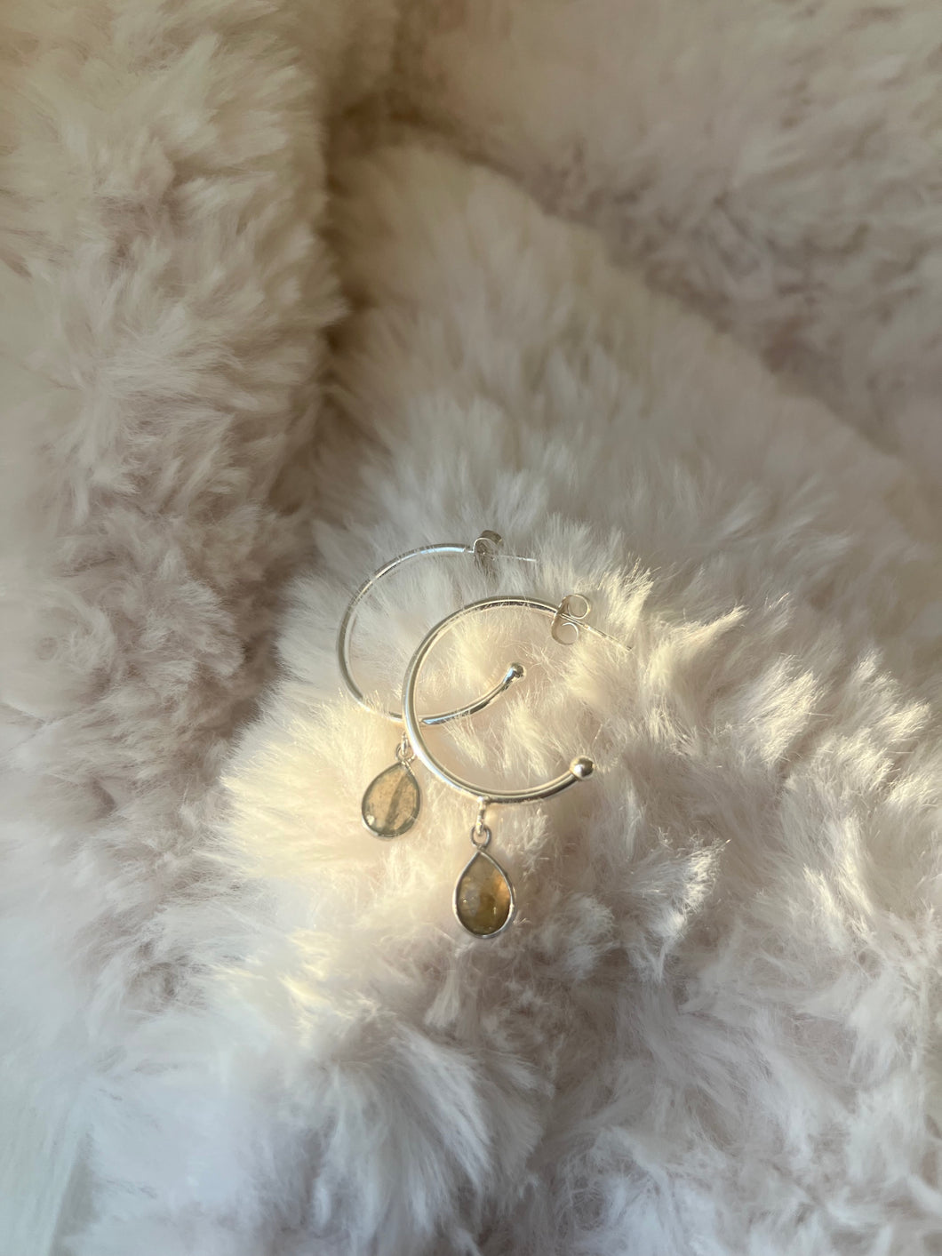 Silver Drop Earrings with Labradorite