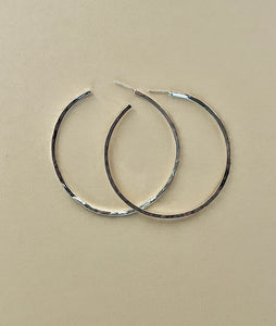 Square Wire Hammered Hoop Earrings