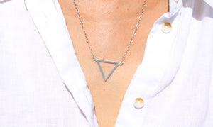 Silver Root Chakra Open Triangle Pendant Necklace "Earth Keeper"