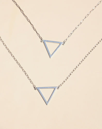Silver Root Chakra Open Triangle Pendant Necklace 