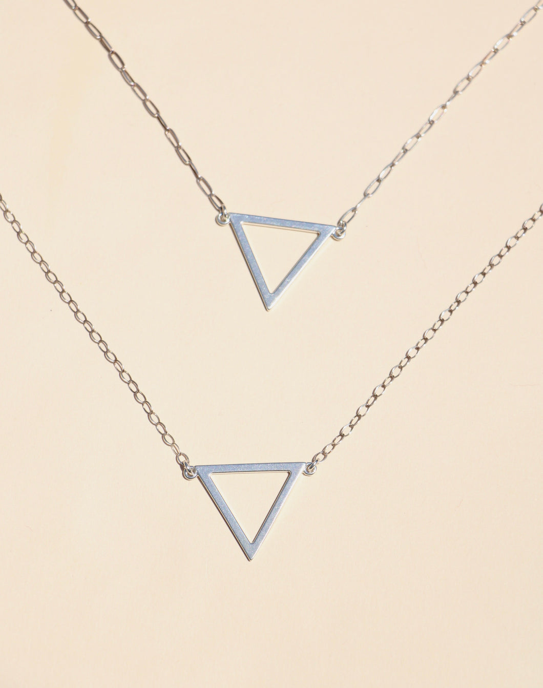 Silver Root Chakra Open Triangle Pendant Necklace 