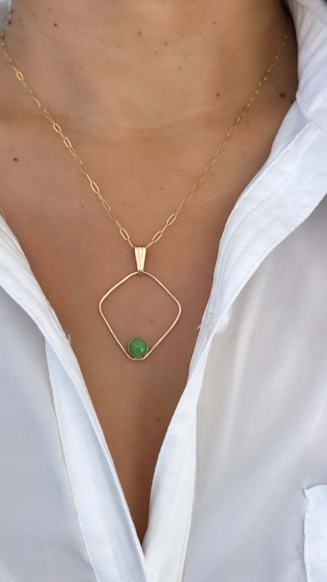 Sonoran Gold Turquoise Diamond Shape Design Necklace