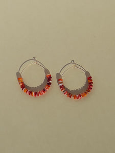 Beaded Gold Hoop Earrings