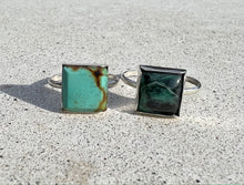 Load image into Gallery viewer, Square Treasure Mountain Turquoise Stacker Ring