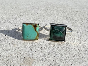 Square Crescent Lake Turquoise  Stacker Ring