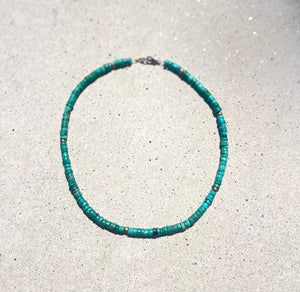 Ocean Blue Turquoise Beaded Choker Necklace Throat Chakra "Voice of Truth"