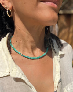 Ocean Blue Turquoise Beaded Choker Necklace Throat Chakra "Voice of Truth"
