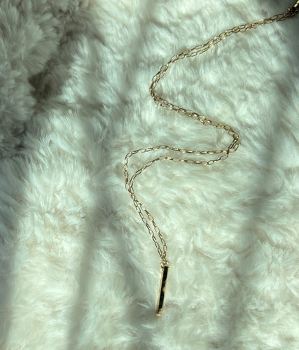 Gold Vertical Bar Pendant Necklace