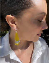 Load image into Gallery viewer, Yellow and Silver Beaded Earrings