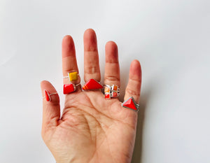 Orange Teardrop Slice Rosarita Stacker Ring